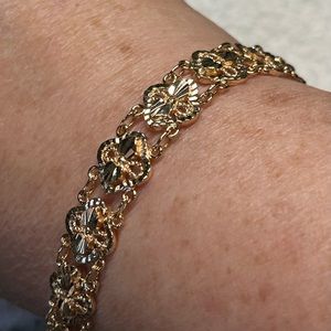 Soft gold filigree bracelet -stainless with rose gold plate -decorative